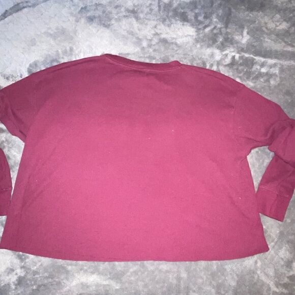 VS Pink Oversized Thermal Long Sleeve Crop Top - Picture 9 of 9